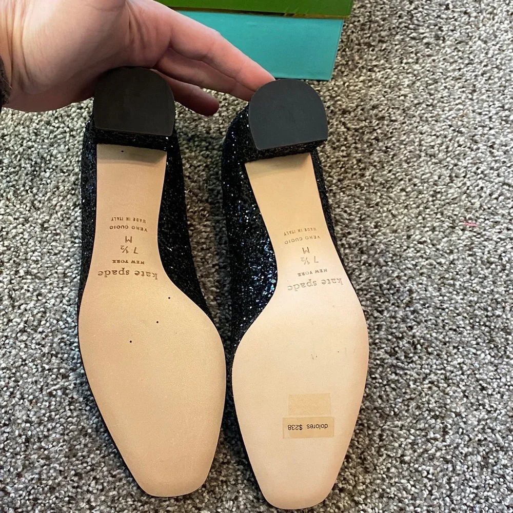 Kate Spade Dolores Sparkling Black Glitter Heels in Size 7.5